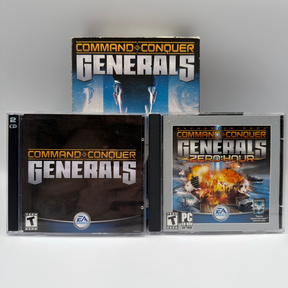 Command & Conquer Generals + Zero Hour Expansion Pack PC CD-ROM EA Games Bundle